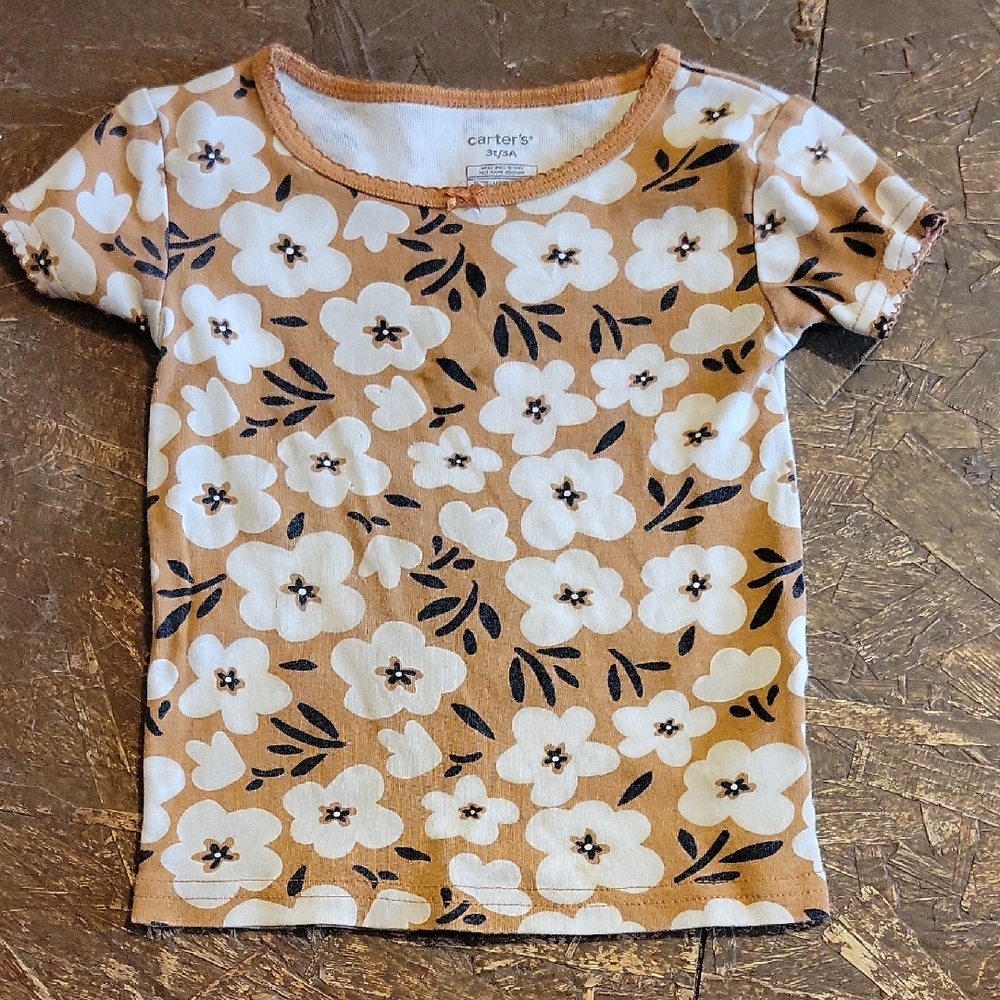 Carter's Tan and White Floral Tee